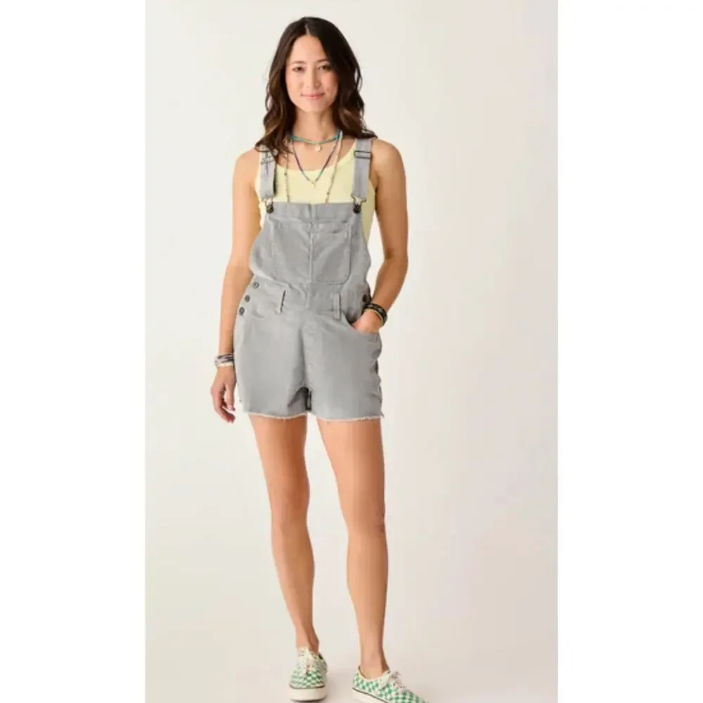 Carve Designs Jason Overall Short Gray Wale Corduroy Relaxed Logo Pockets Size 6 - Picture 3 of 9